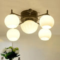 DecorBites™ Semi Mount Bubble Shade Living Room Ceiling Light - Traditional White Glass with 5/7 Lights - Black