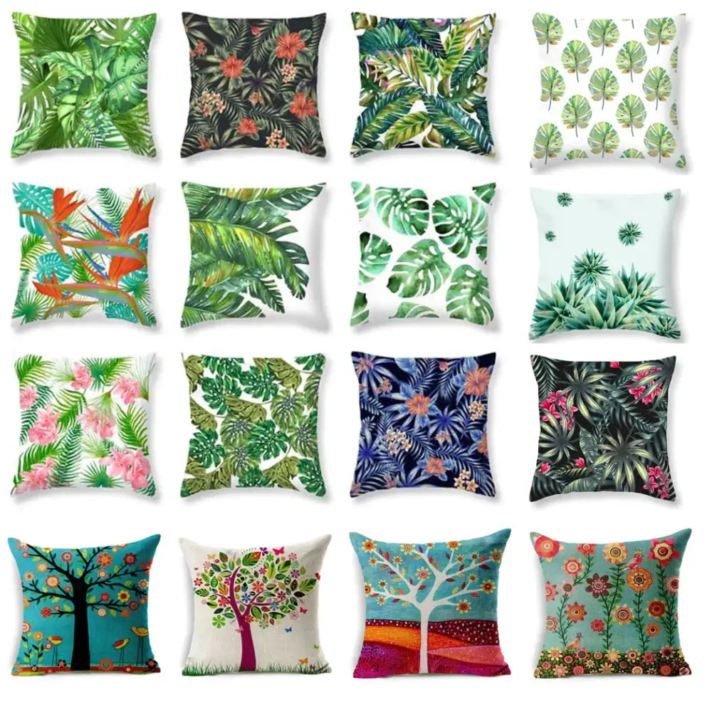 Tropical green leaves decorative cushion cover living room home decor