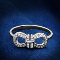 TS047 - Rhodium 925 Sterling Silver Ring with AAA Grade CZ  in Clear