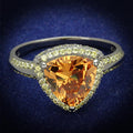 TS501 - Ruthenium 925 Sterling Silver Ring with AAA Grade CZ  in Champagne
