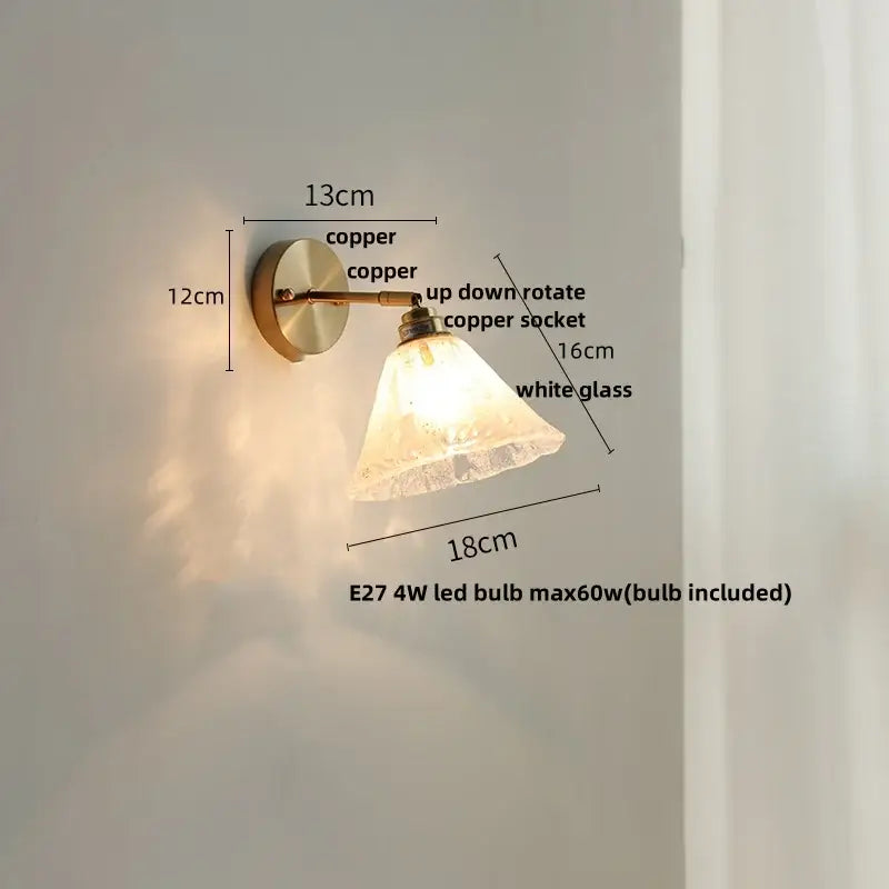 DecorBites™ Blue Glass Wall Sconce Pull Chain Switch Rotate Stair Light