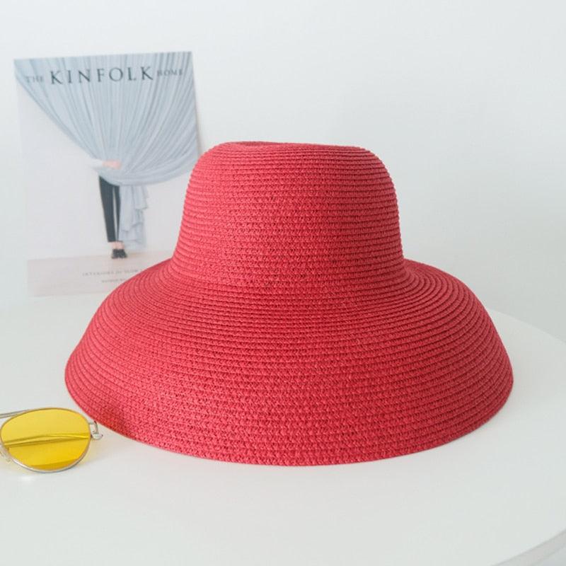 Unique Vintage Handmade Women Summer Hat Stylish Design Women's Summer Hat  Beach Holiday Foldable Comfortable Hat For Summer Portable Luxury Female Wide Hat Solid Color