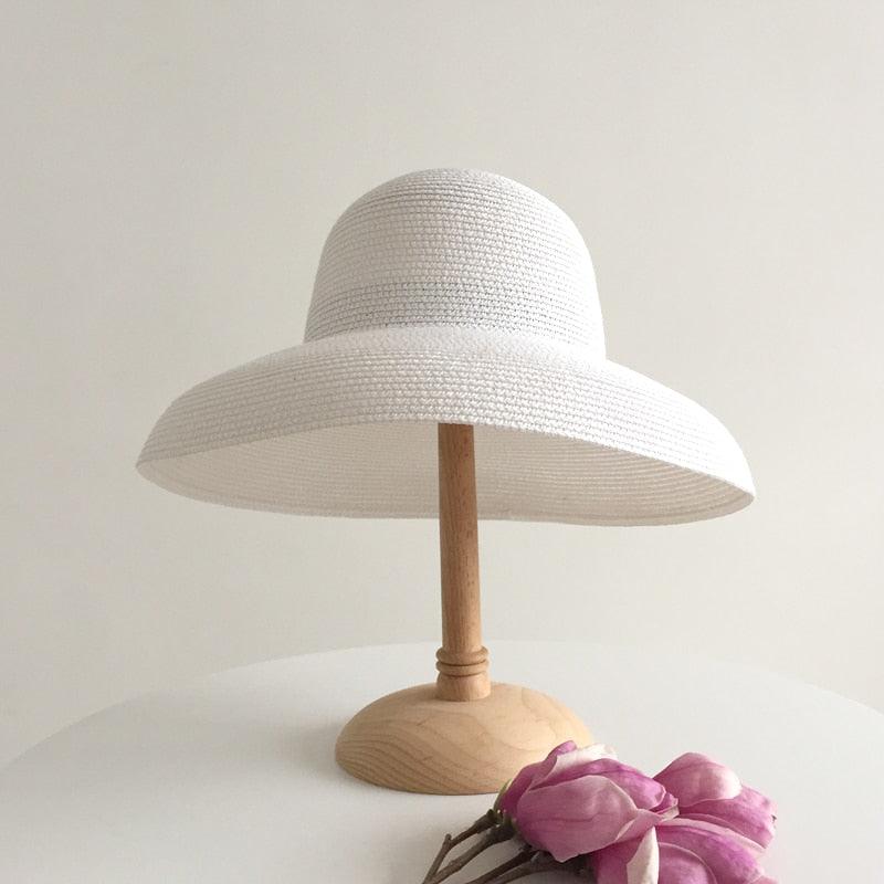 Unique Vintage Handmade Women Summer Hat Stylish Design Women's Summer Hat  Beach Holiday Foldable Comfortable Hat For Summer Portable Luxury Female Wide Hat Solid Color