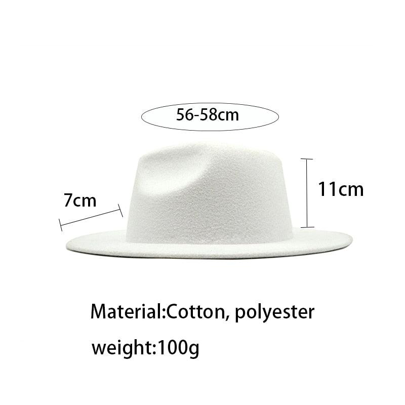 Unisex Autumn Winter Women's Hat Fedoras Big Brim Hats For Women Elegant Fedoras Warm Ladies Girls Hat Vintage Style Luxury Hat 56-58cm