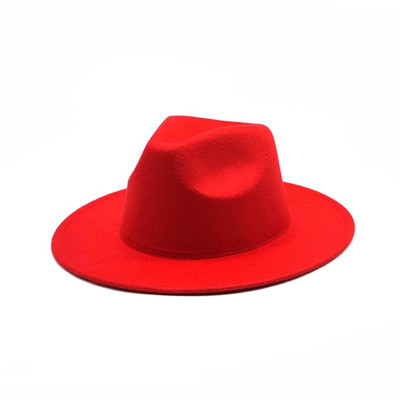 Unisex Autumn Winter Women's Hat Fedoras Big Brim Hats For Women Elegant Fedoras Warm Ladies Girls Hat Vintage Style Luxury Hat 56-58cm