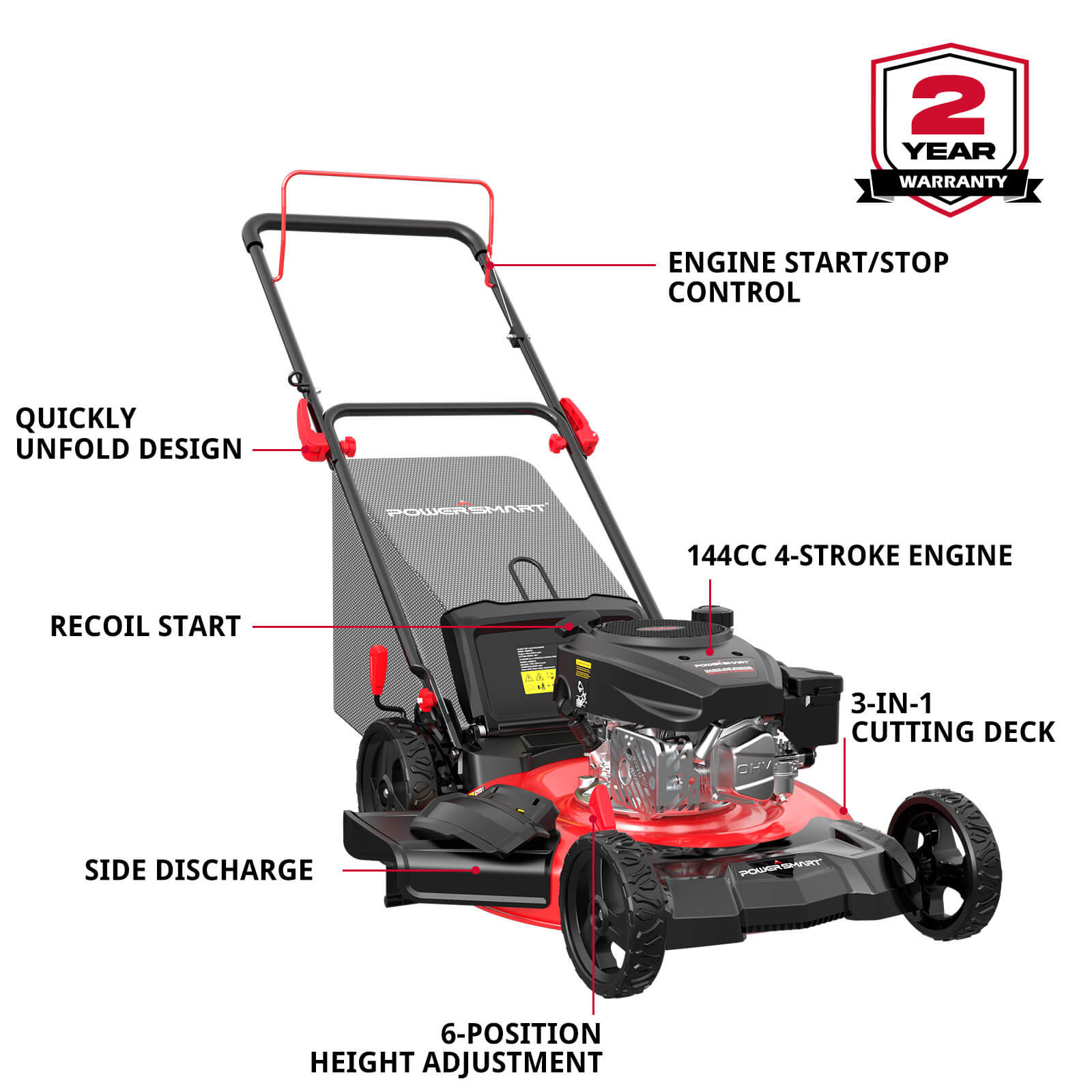 21" 144cc Gas Push 3-in-1 Lawn Mower & String Trimmer Combo Kit DB8621P+PS4532