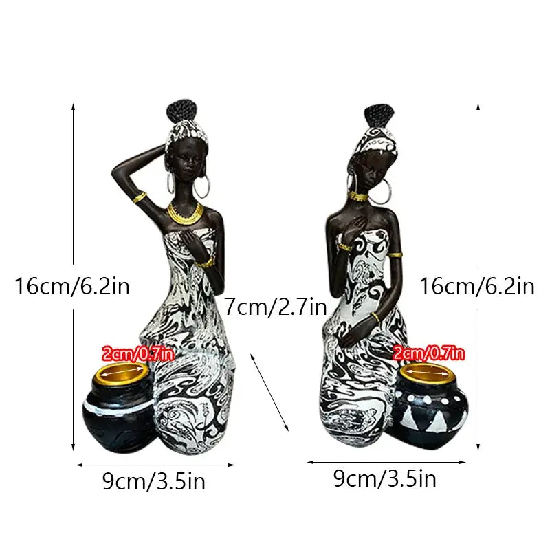 Vibrant african black woman candlestick – living room exotic decor