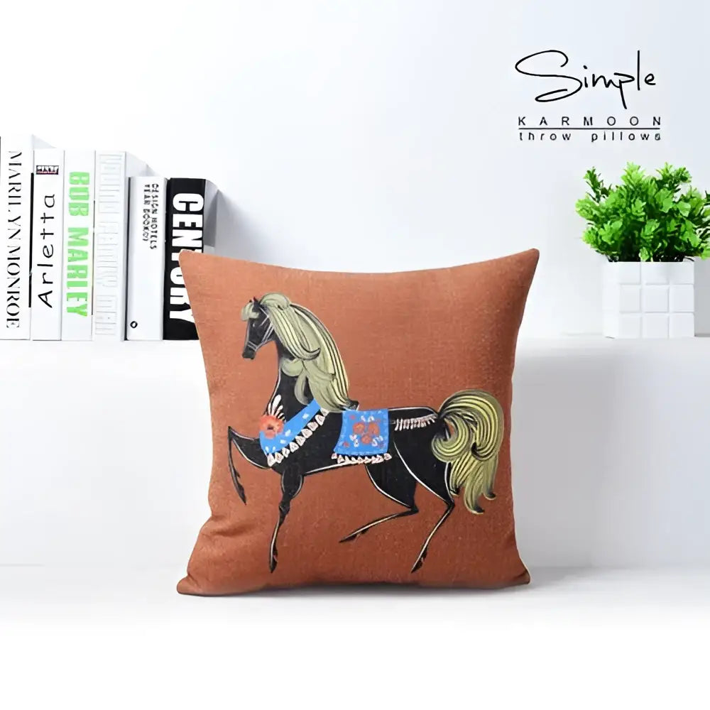 Vibrant horse pattern decorbites cotton linen sofa pillowcase living room