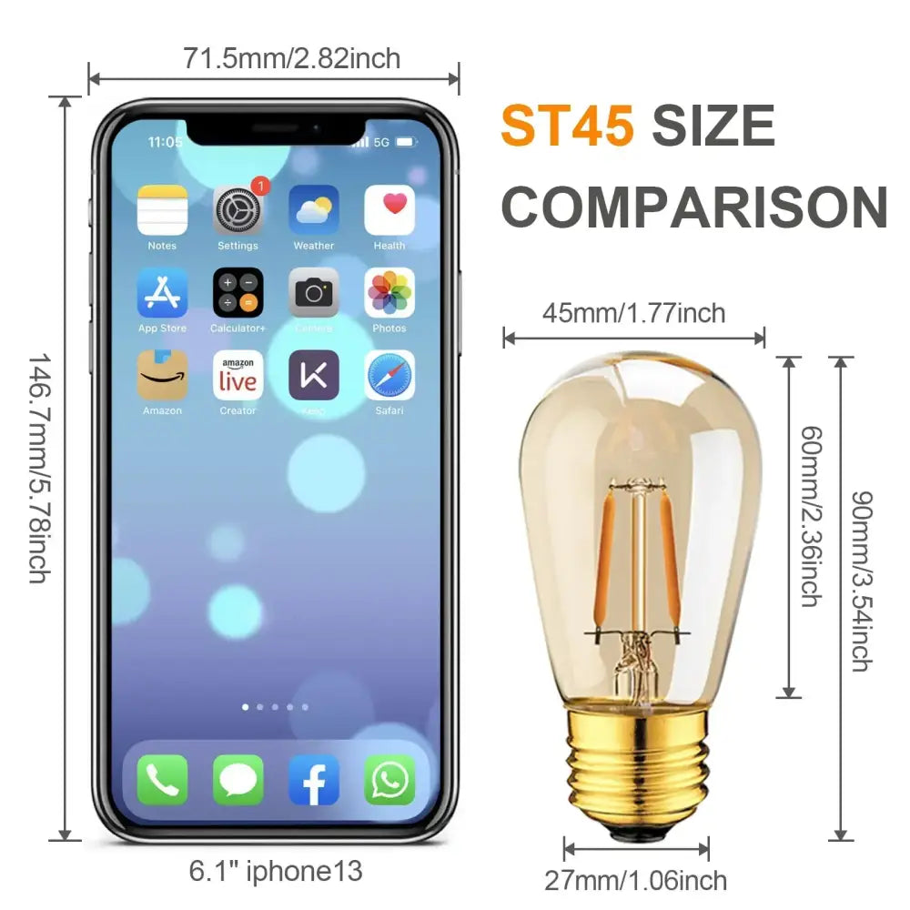 DecorBites™ 1W Dimmable E27 LED Edison Bulb ST45 Amber Glass 10-Pack