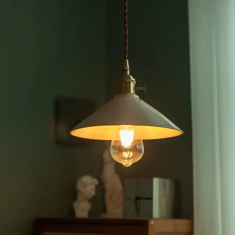 Vintage beige ceramic led pendant lamp for kitchen or dining room