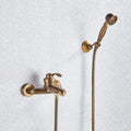 Vintage black brass shower faucet mixer tap set with hand shower