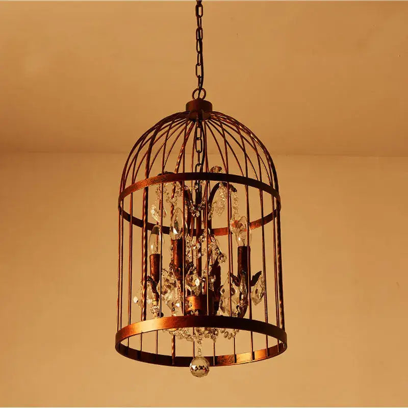 Vintage black crystal bird cage pendant light dining room chandelier