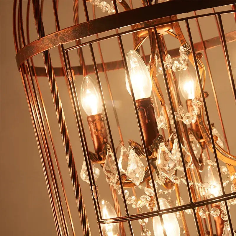 Vintage black crystal bird cage pendant light dining room chandelier