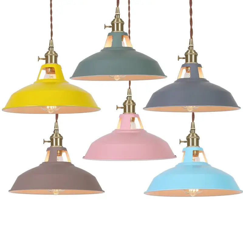 Vintage blue iron art pendant light kitchen ceiling lamp