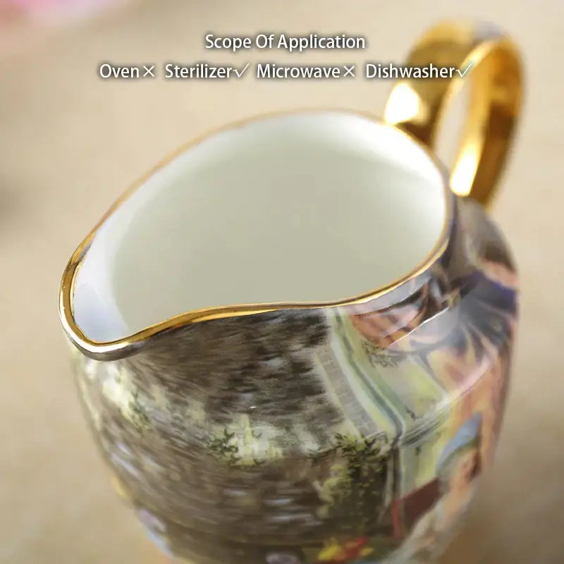 Vintage bone china milk jug with gold trim dining room creamer