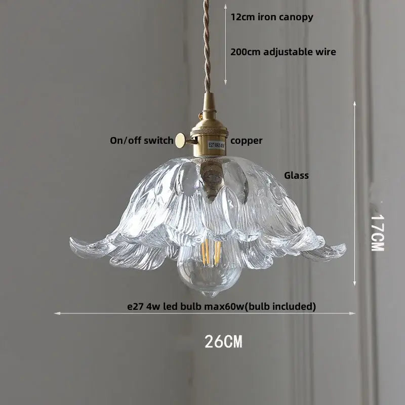 DecorBites™ Amber Glass Pendant Light Fixture with Copper Knob Switch