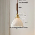 Vintage brass and ceramic walnut wood pendant light study aisle