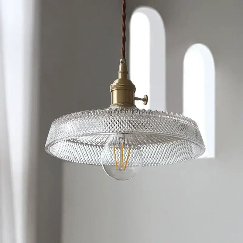 Vintage brass and clear glass led pendant light kitchen hanging lamp