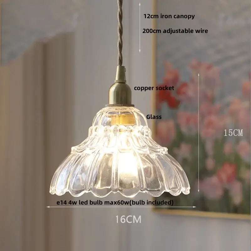 Vintage brass and clear glass led pendant light kitchen hanging lamp