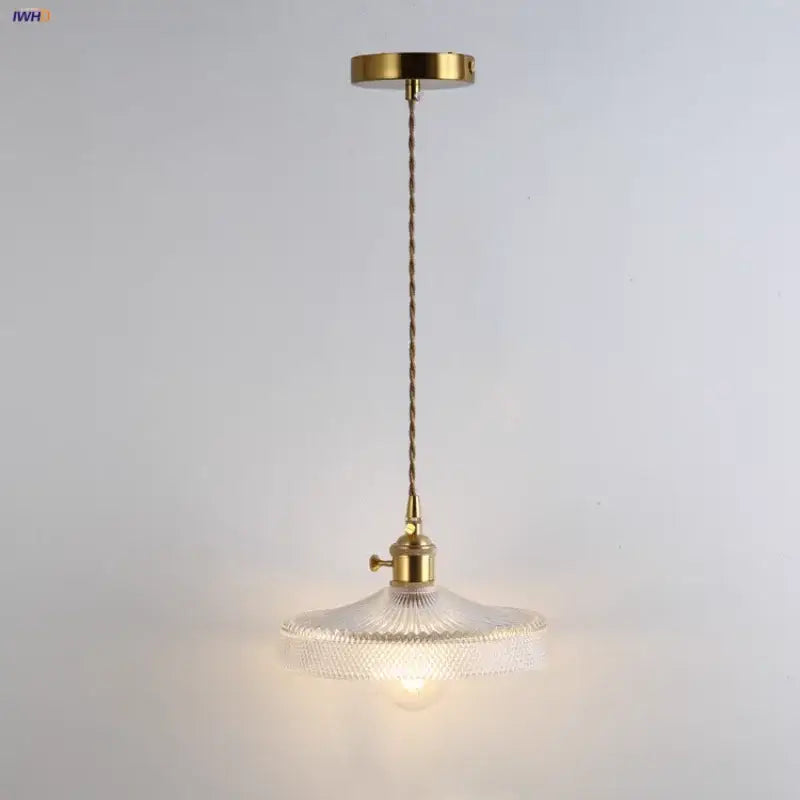Vintage brass and clear glass led pendant light kitchen hanging lamp