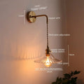 Vintage brass and green glass led wall lamp living room sconce