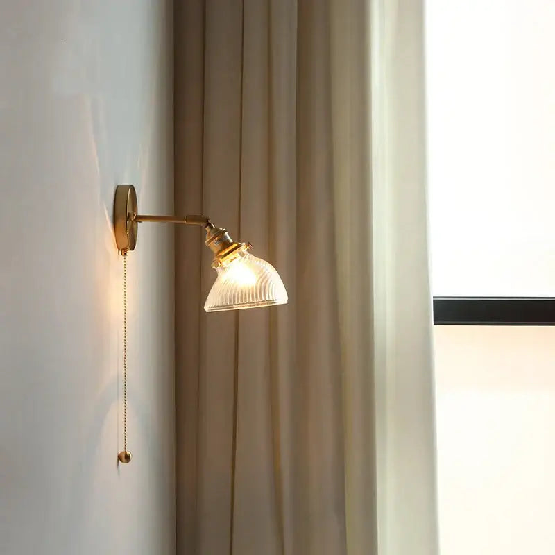 DecorBites™ Green Glass LED Wall Lights Pull Chain Switch Indoor Lighting Adjustable Fixtures