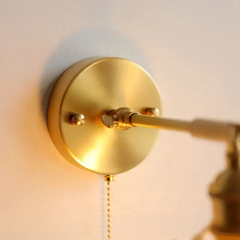 Vintage brass and green glass led wall lights bedroom sconce