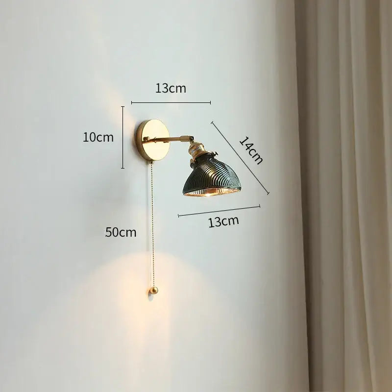 DecorBites™ Green Glass LED Wall Lights Pull Chain Switch Indoor Lighting Adjustable Fixtures