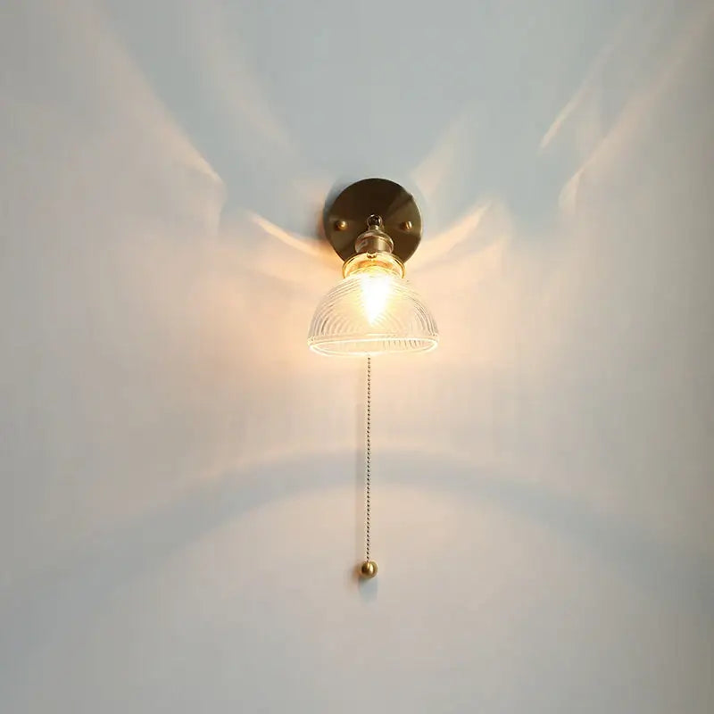 DecorBites™ Green Glass LED Wall Lights Pull Chain Switch Indoor Lighting Adjustable Fixtures