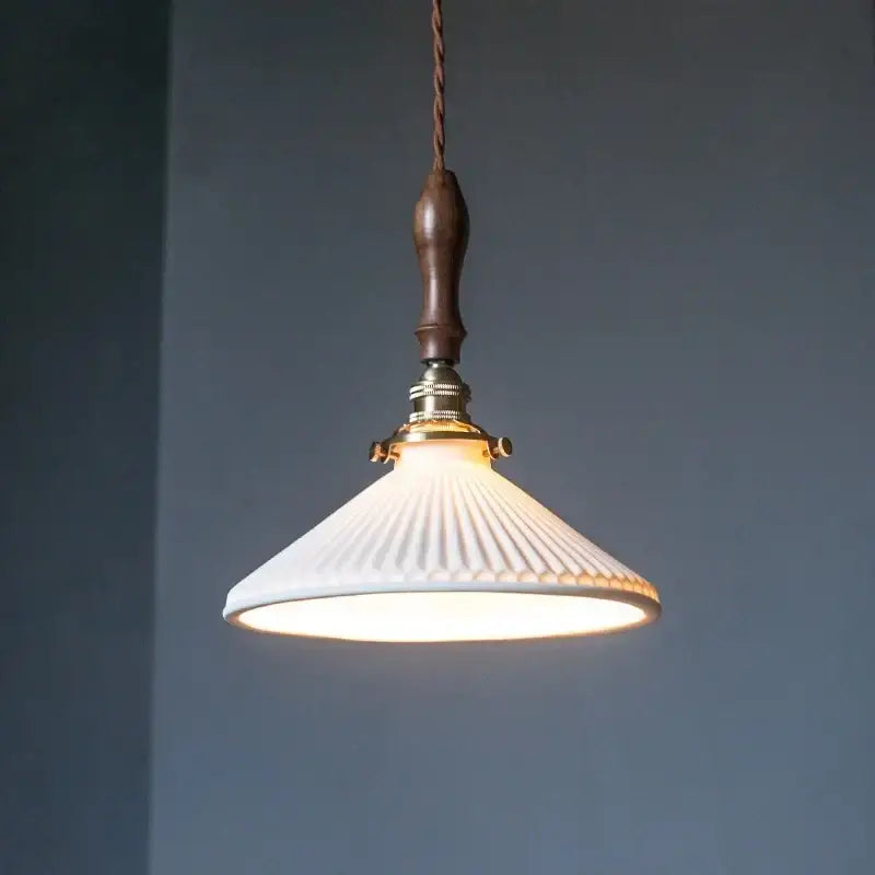 Vintage brass and off-white ceramic led pendant light for dining room