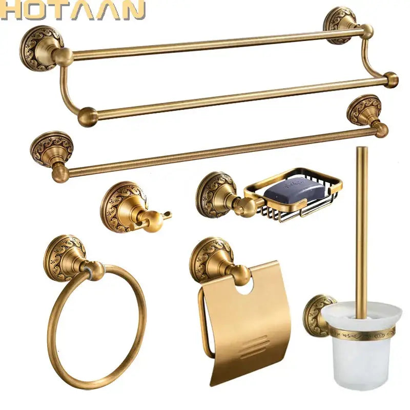 Vintage brass bathroom accessories set ornate bathroom hardware