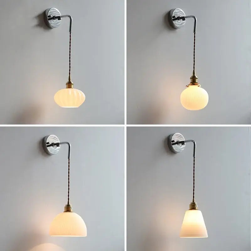 DecorBites™ Ceramic LED Wall Lamp with Pull Chain Switch, Adjustable Stair Light Sconce