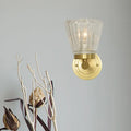 Vintage brass crystal cone light fixture bedroom wall sconce
