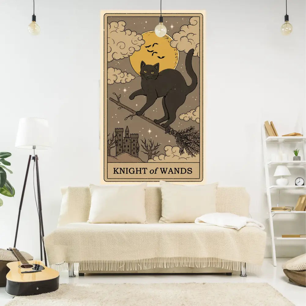 Vintage cat tarot wall hanging bedroom decorbites cat tapestry