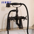 DecorBites™ Black Bathtub Faucet with Hand Shower Dual Handles Oil Rubbed Bronze