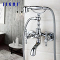 Vintage chrome brass bathroom faucet set with hand shower