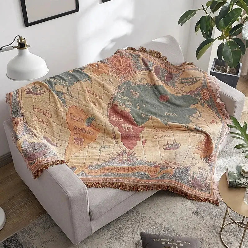 DecorBites™ Bohemian Cotton Plaid Sofa Blanket - Anti-Slip Knitted Decorative Home Cover
