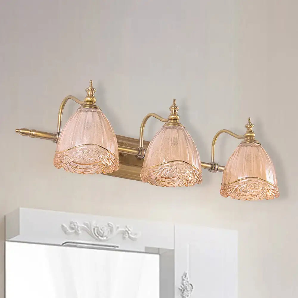 Vintage floral amber glass wall sconce bedroom gold sconce pair