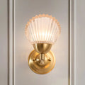 Vintage gold finish shell wall lamp bedroom frosted glass sconce