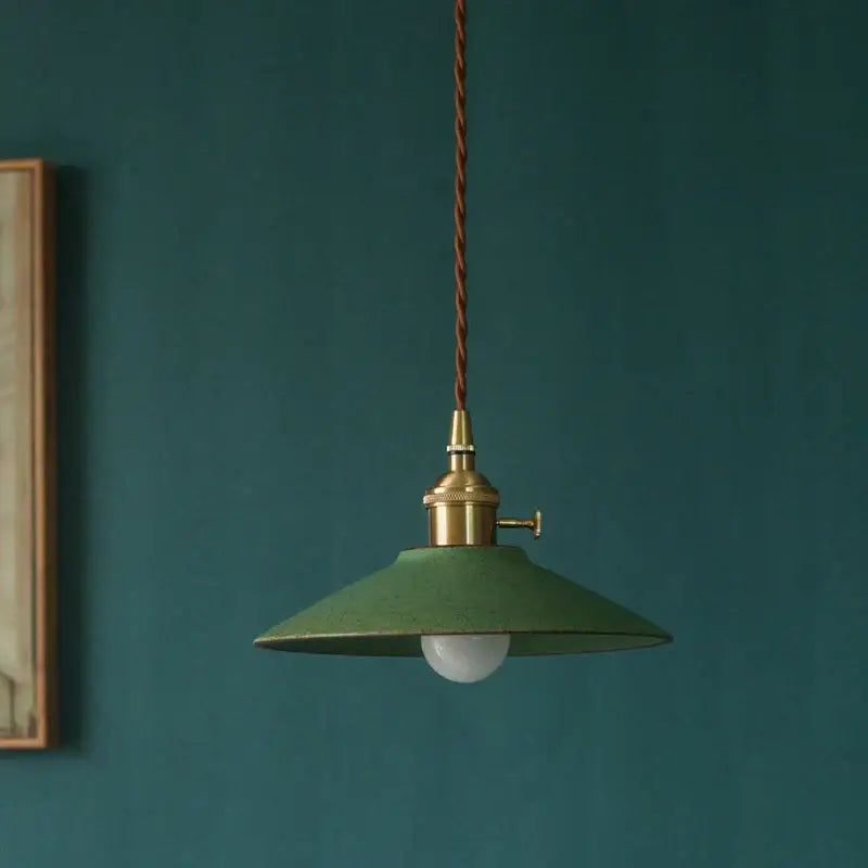 Vintage green ceramic led pendant lamp for dining room