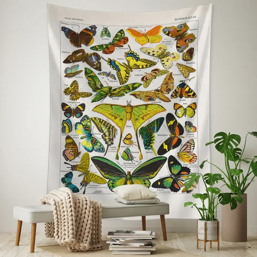 Vintage mushroom girl tapestry bedroom boho wall art decor