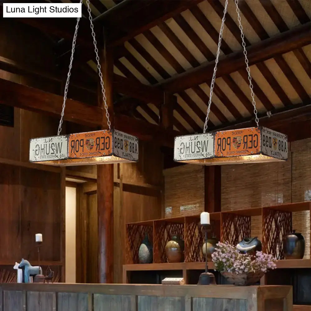 DecorBites™ Red Metallic Hanging Lamp: 3-Light Rectangle Island Ceiling Light for Dining Room