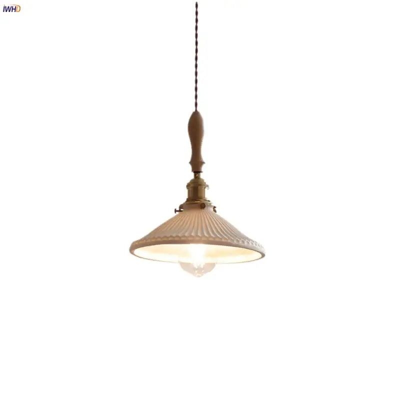 DecorBites™ Ceramic LED Pendant Lights with Ash Wood Nordic Design