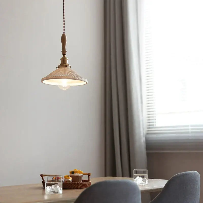 DecorBites™ Ceramic LED Pendant Lights with Ash Wood Nordic Design