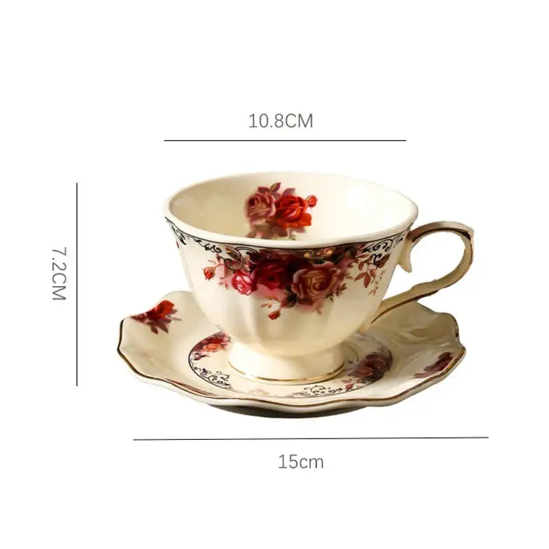 Vintage rose porcelain coffee mug with golden edge dining room set