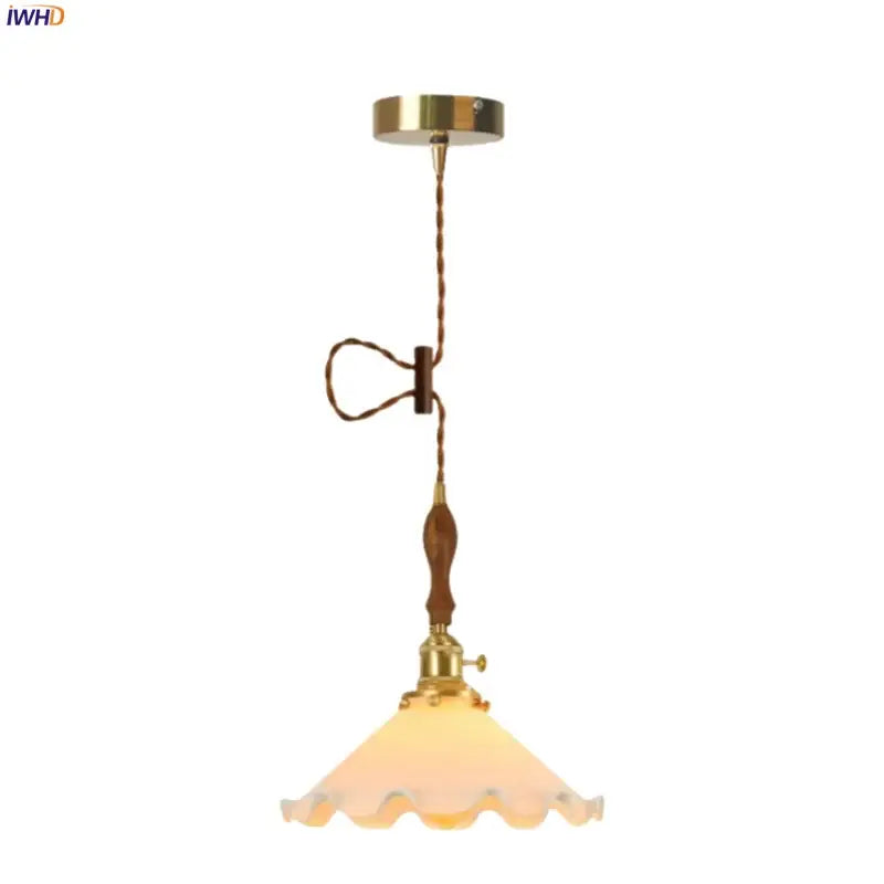 DecorBites™ Cream Glass LED Pendant Lamp - Nordic Minimalist Brass Hanging Light