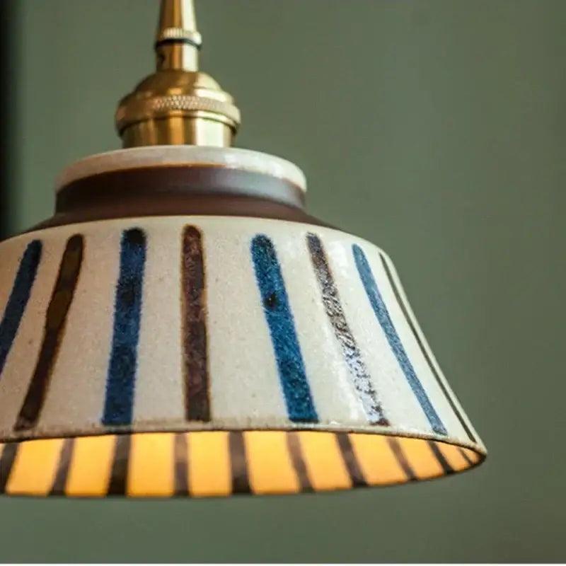 Vintage striped ceramic coloured glaze pendant light for dining room