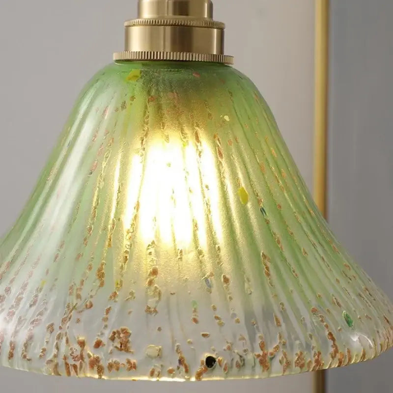 DecorBites™ LED Wood Walnut & Green Glass Pendant Light - Nordic Modern Style