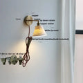 DecorBites™ Copper Canopy LED Wall Sconce, White Ceramic Bedside Light for Bedroom, Modern Nordic Design