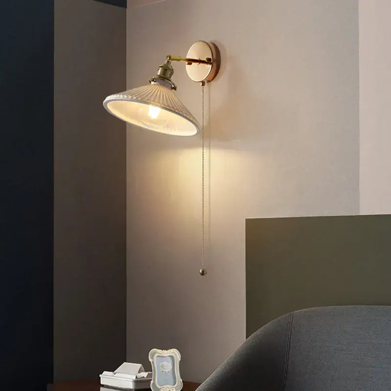 DecorBites™ Ceramic Canopy LED Wall Sconce Modern Bedroom Light Fixture